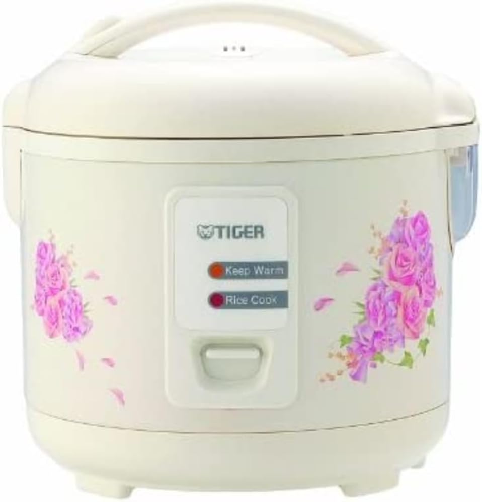 Tiger 10-Cup Rice Cooker & Warmer with Steam Basket, Floral White - JAZ-A18U-FH