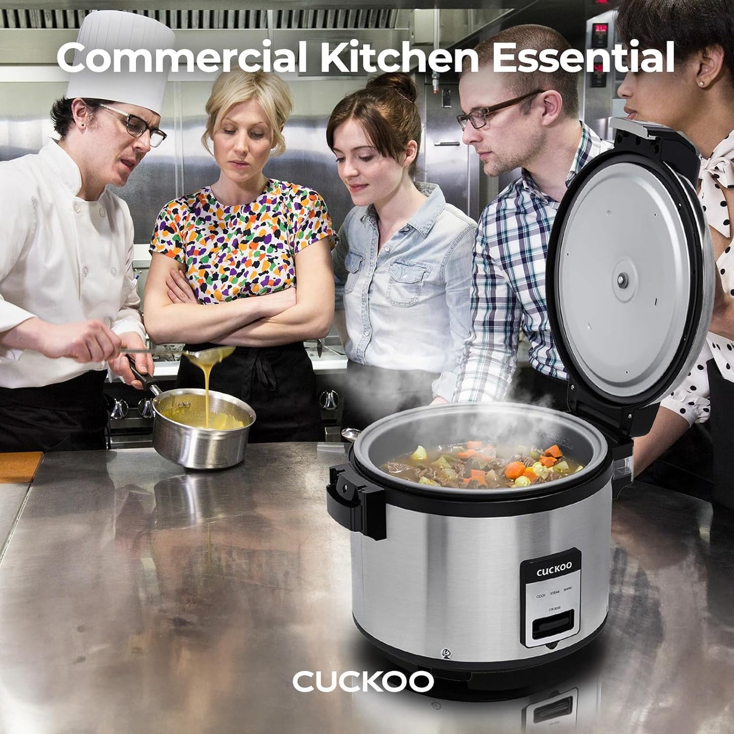 CUCKOO CR-3032 | 30-Cup (Uncooked) Commercial Rice Cooker & Warmer | Automatic Warm Mode, Nonstick Inner Pot, Detachable Inner Lid | Stainless Steel