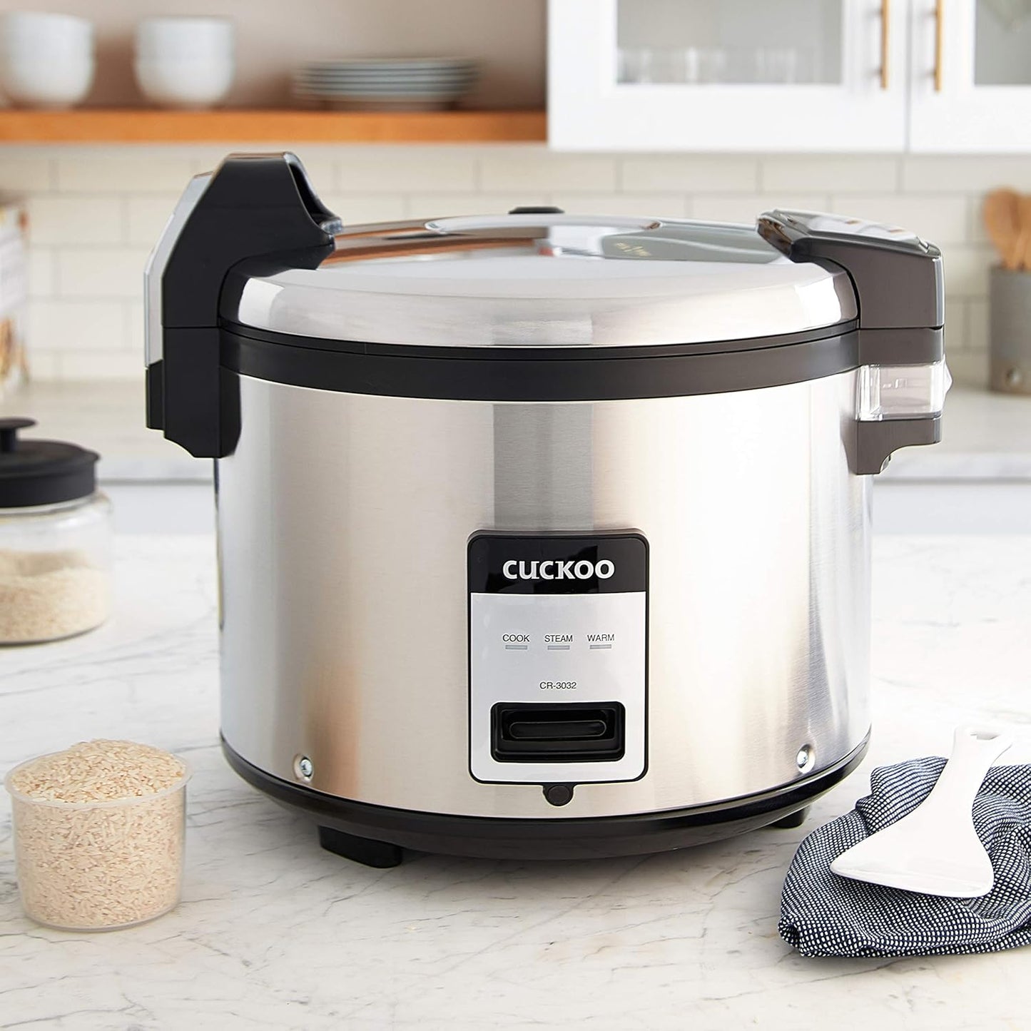 CUCKOO CR-3032 | 30-Cup (Uncooked) Commercial Rice Cooker & Warmer | Automatic Warm Mode, Nonstick Inner Pot, Detachable Inner Lid | Stainless Steel