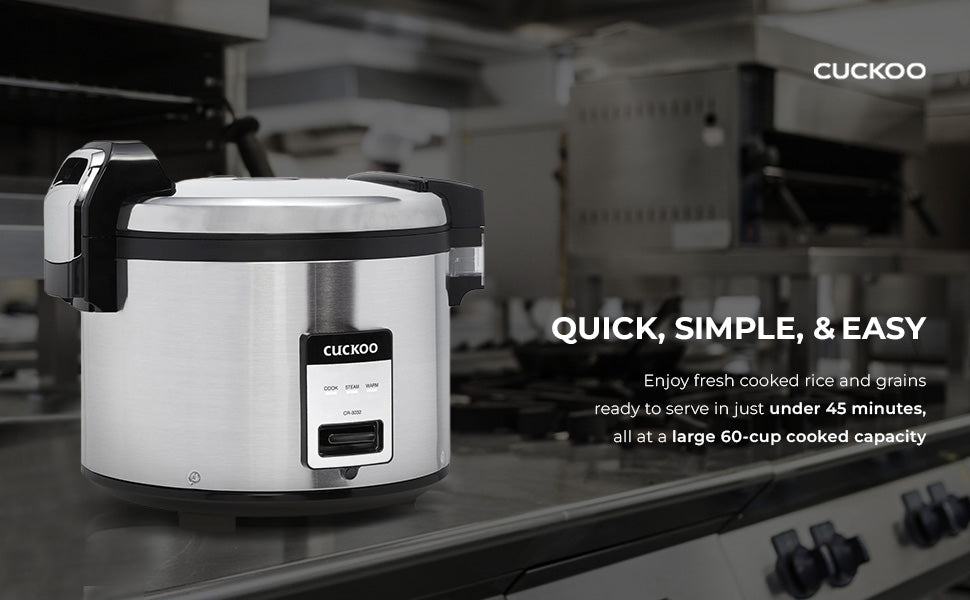 CUCKOO CR-3032 | 30-Cup (Uncooked) Commercial Rice Cooker & Warmer | Automatic Warm Mode, Nonstick Inner Pot, Detachable Inner Lid | Stainless Steel