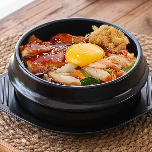 Korean Bibimbap Bowl, Earthenware, Ceramic Pot, Donabe style -16 cm (Dolsot) with Base