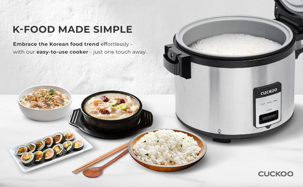 CUCKOO CR-3032 | 30-Cup (Uncooked) Commercial Rice Cooker & Warmer | Automatic Warm Mode, Nonstick Inner Pot, Detachable Inner Lid | Stainless Steel