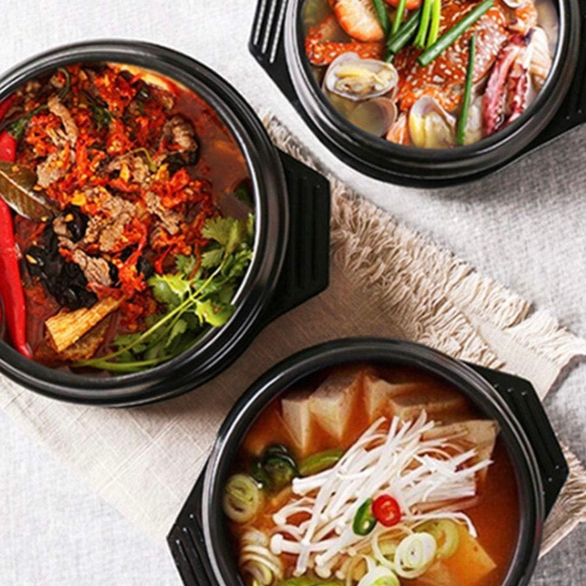 Korean Bibimbap Bowl, Earthenware, Ceramic Pot, Donabe style -16 cm (Dolsot) with Base
