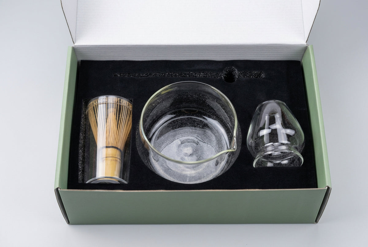 Matcha Set - Bamboo Whisk , Bamboo Spoon and Glass Whisk Holder ( Bamboo Tray Not Included)