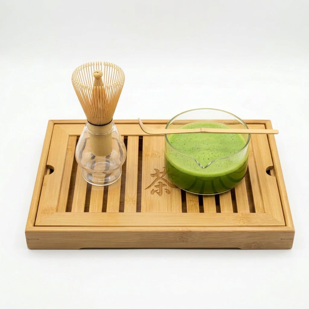 Matcha Set - Bamboo Whisk , Bamboo Spoon and Glass Whisk Holder ( Bamboo Tray Not Included)