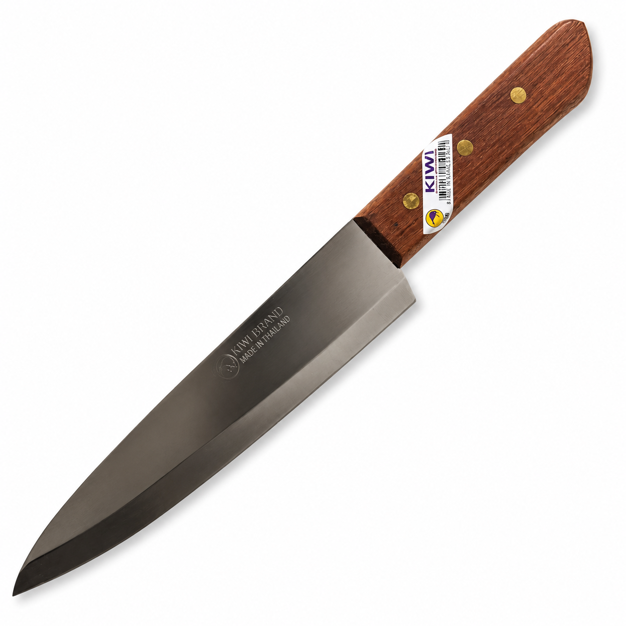 Kiwi #288 8-inch chef's cook knife with stainless steel blade and double-riveted wooden handle
