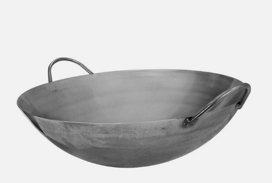 18" Traditional Carbon Steel Wok | Hand‑Hammered Two‑Handle Stir Fry Pan