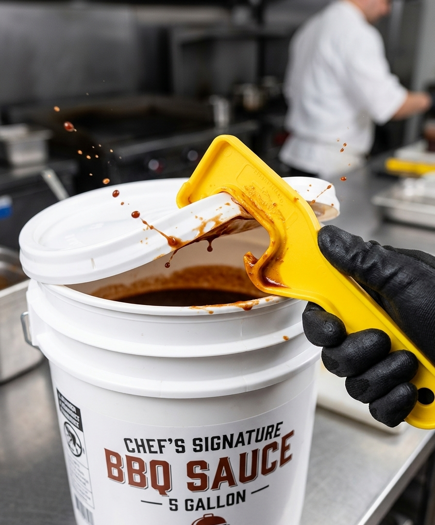 Heavy-Duty Plastic Sauce Pail Bucket Opener Tool – Ergonomic Lid Remover for Gallon Pails, Sealed Buckets