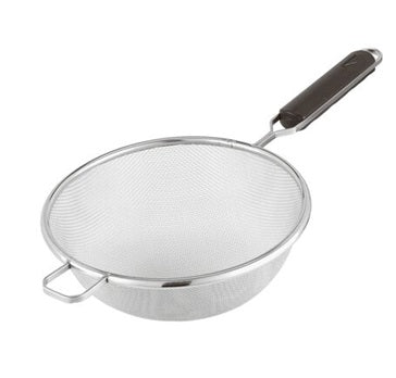 Large Double Fine Mesh Strainer with Black Handle