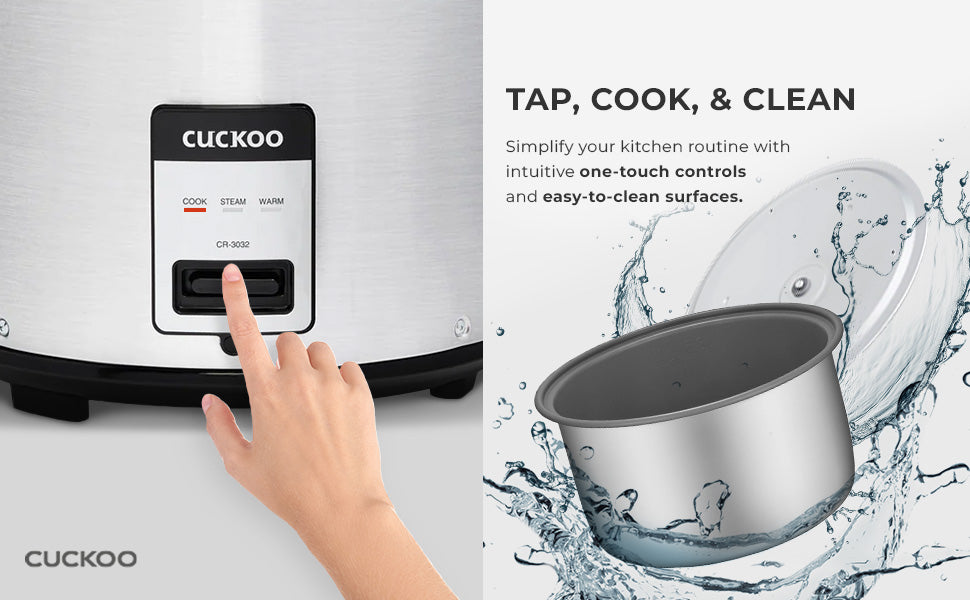 CUCKOO CR-3032 | 30-Cup (Uncooked) Commercial Rice Cooker & Warmer | Automatic Warm Mode, Nonstick Inner Pot, Detachable Inner Lid | Stainless Steel