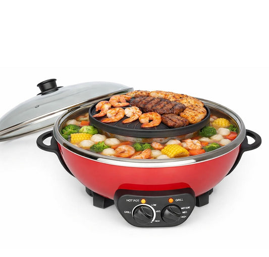 Electric Hot Pot & Korean BBQ Grill Set – 2‑in‑1 Indoor Tabletop Cooker