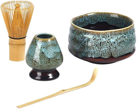 Handmade Matcha Starter Kit Set of 4 Pieces - Blue Bowl