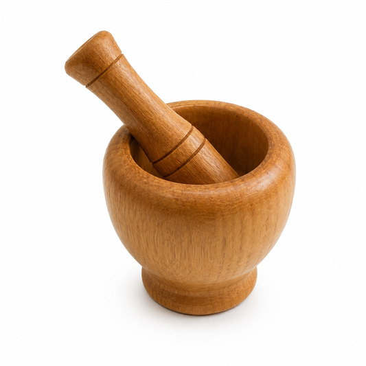 Ensemble mortier et pilon en bois naturel – Bol profond de 3 po pour moudre les épices
