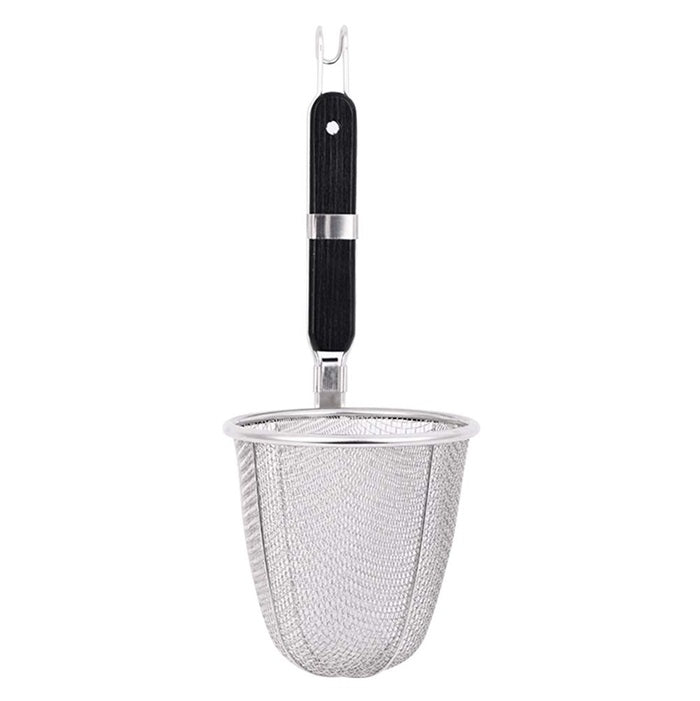 Noodle Pasta Strainer Basket - Stainless Steel Mesh with Black Handle