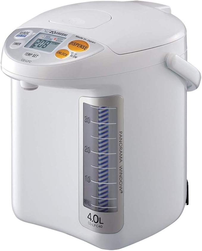 Zojirushi CD-LFC40 Bouilloire et Distributeur d'Eau Chaude Micom Panorama Window 4,0 L Blanc – Fabriqué au Japon